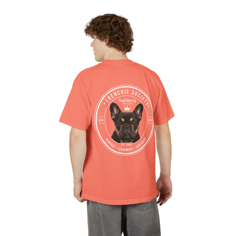 Orange Frenchie Society Drop Shoulder T-Shirt — Dog Tee