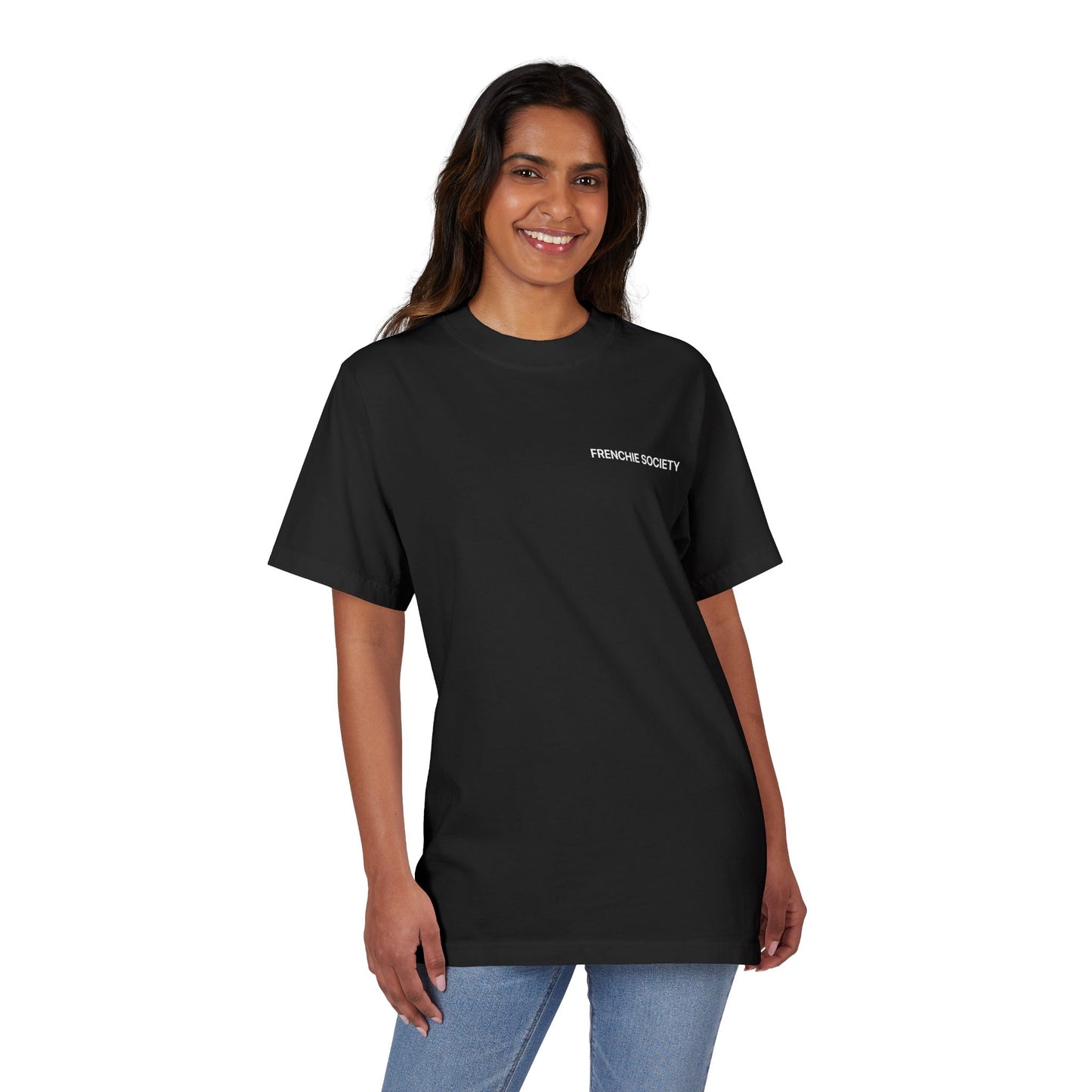 Frenchie Society Drop Shoulder Black T-Shirt Dog Tee