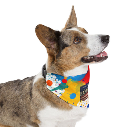 Happy Dog Dad Paint Splash Pet Bandana Collar XL