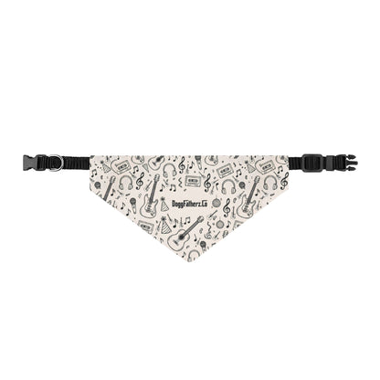 Music Lover Clip-On Pet Bandana — Guitar & Headphones Pattern for Dogs & Cats