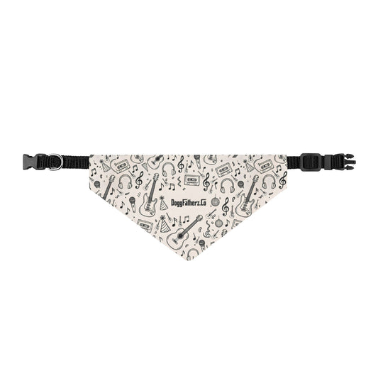 Music Lover Clip-On Pet Bandana — Guitar & Headphones Pattern for Dogs & Cats