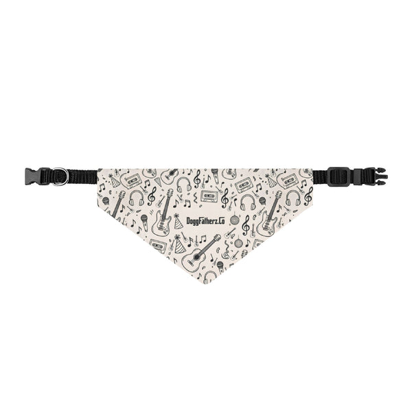Music Lover Clip-On Pet Bandana — Guitar & Headphones Pattern for Dogs & Cats