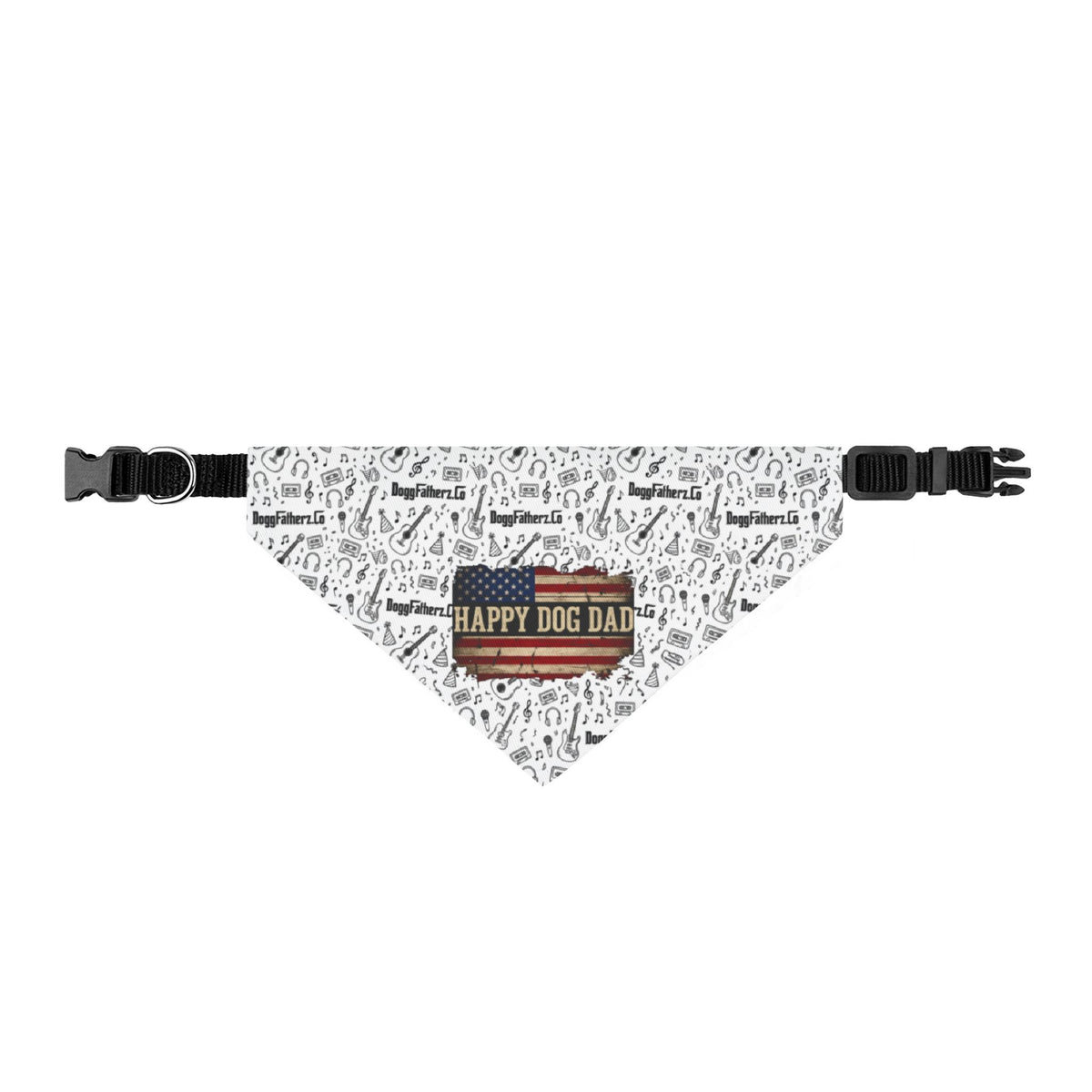 Happy Dog Dad Music Lover Clip-On Pet Bandana