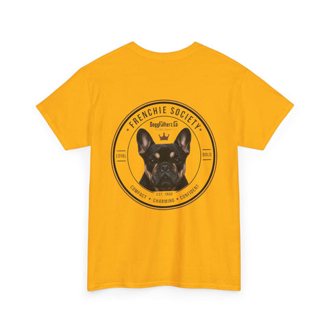 Frenchie Society T-Shirt — Yellow & Pink Dog Lover Tee