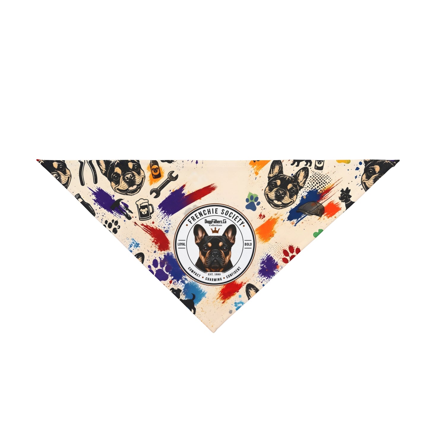 Frenchie Society Pet's Bandana Doodle Pattern