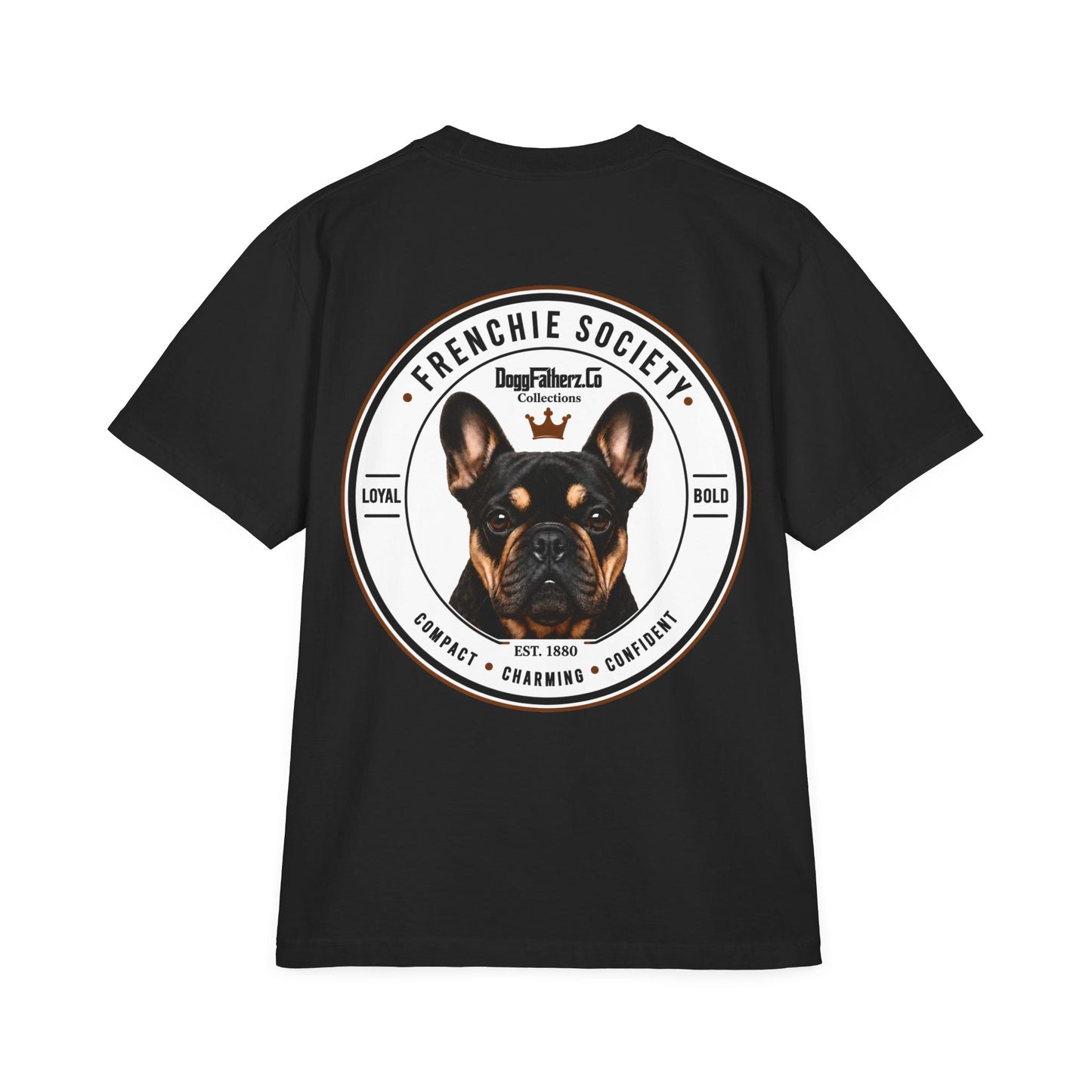 Frenchie Society Drop Shoulder Black T-Shirt Dog Tee