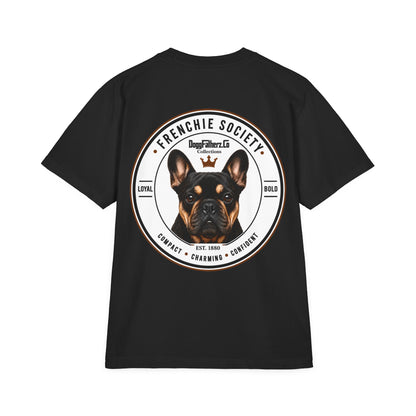 Frenchie Society Drop Shoulder Black T-Shirt Dog Tee
