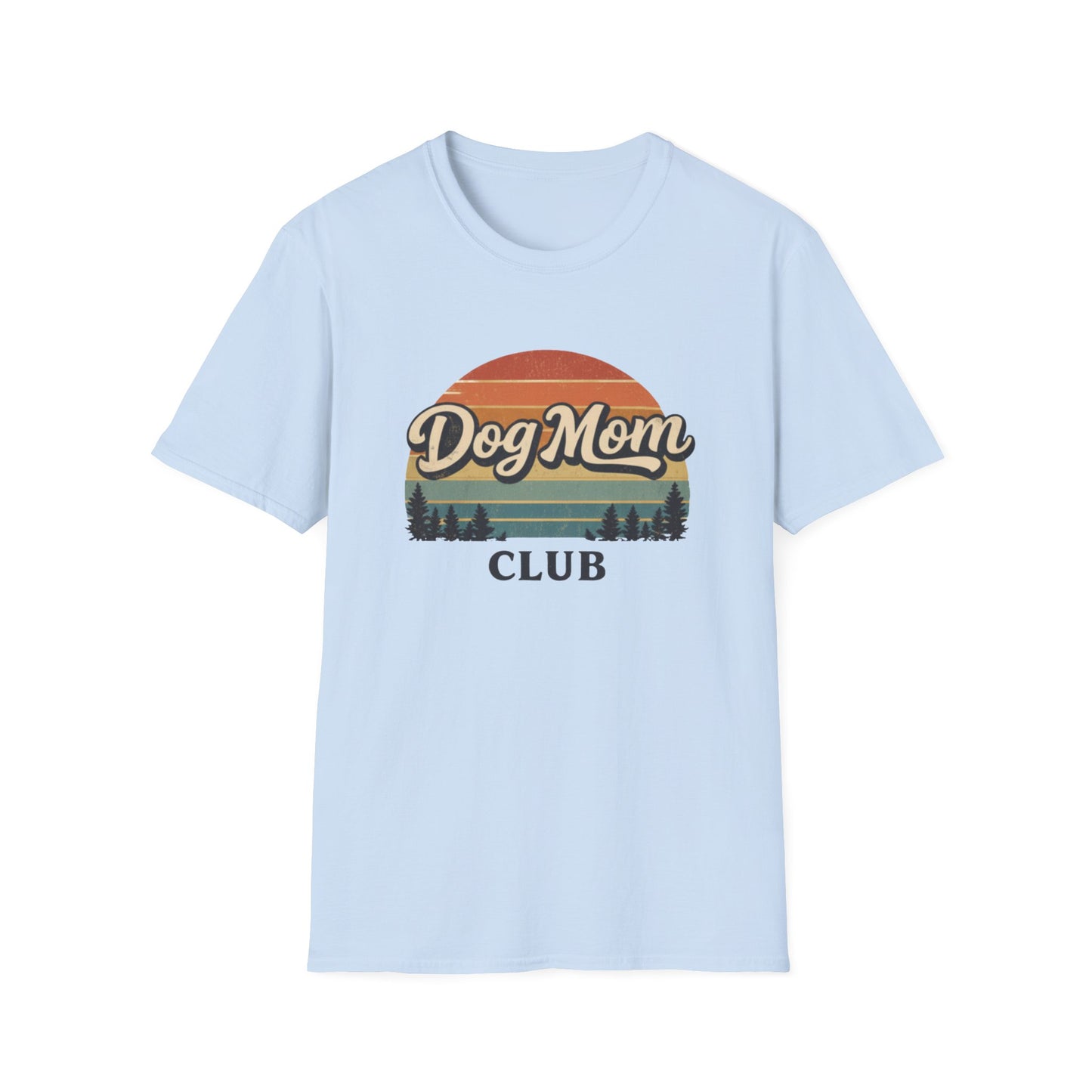 Dog Mom Club T-Shirt, Retro Sunset Graphic Tee for Dog Lovers