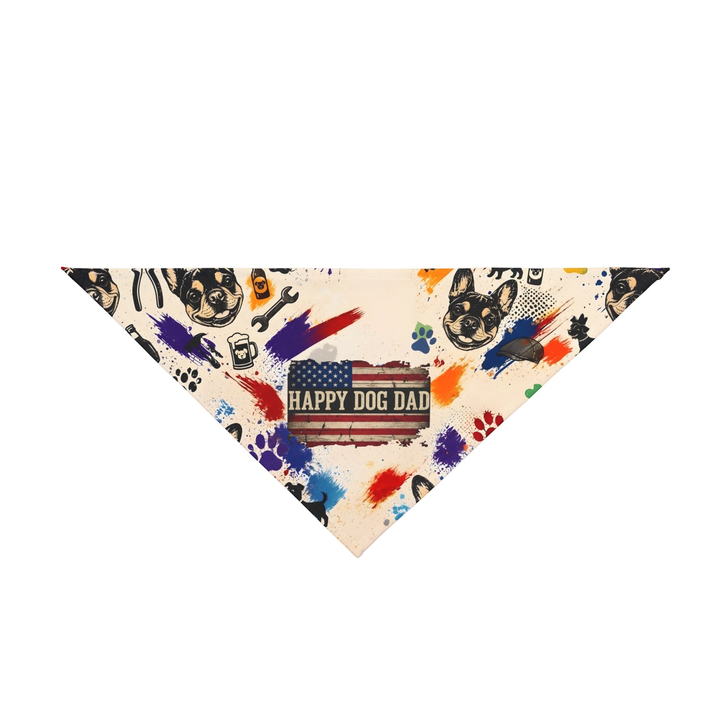 Happy Dog Dad Pet Bandana Doodle Pattern for Dogs
