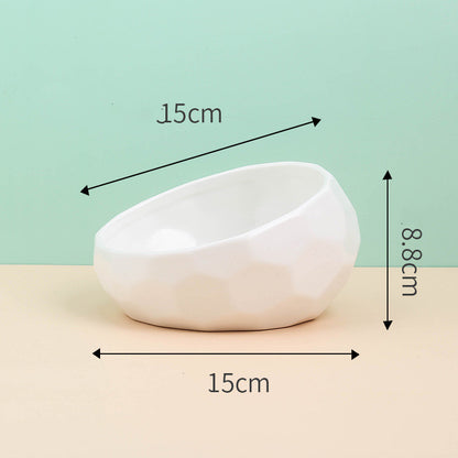 Pet Supplies Bowl Ceramic Oblique Mouth