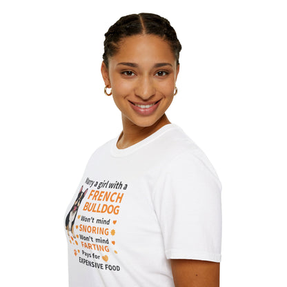 French Bulldog Lover T-Shirt — "Marry a girl with a French Bulldog" Funny Dog Owner Tee