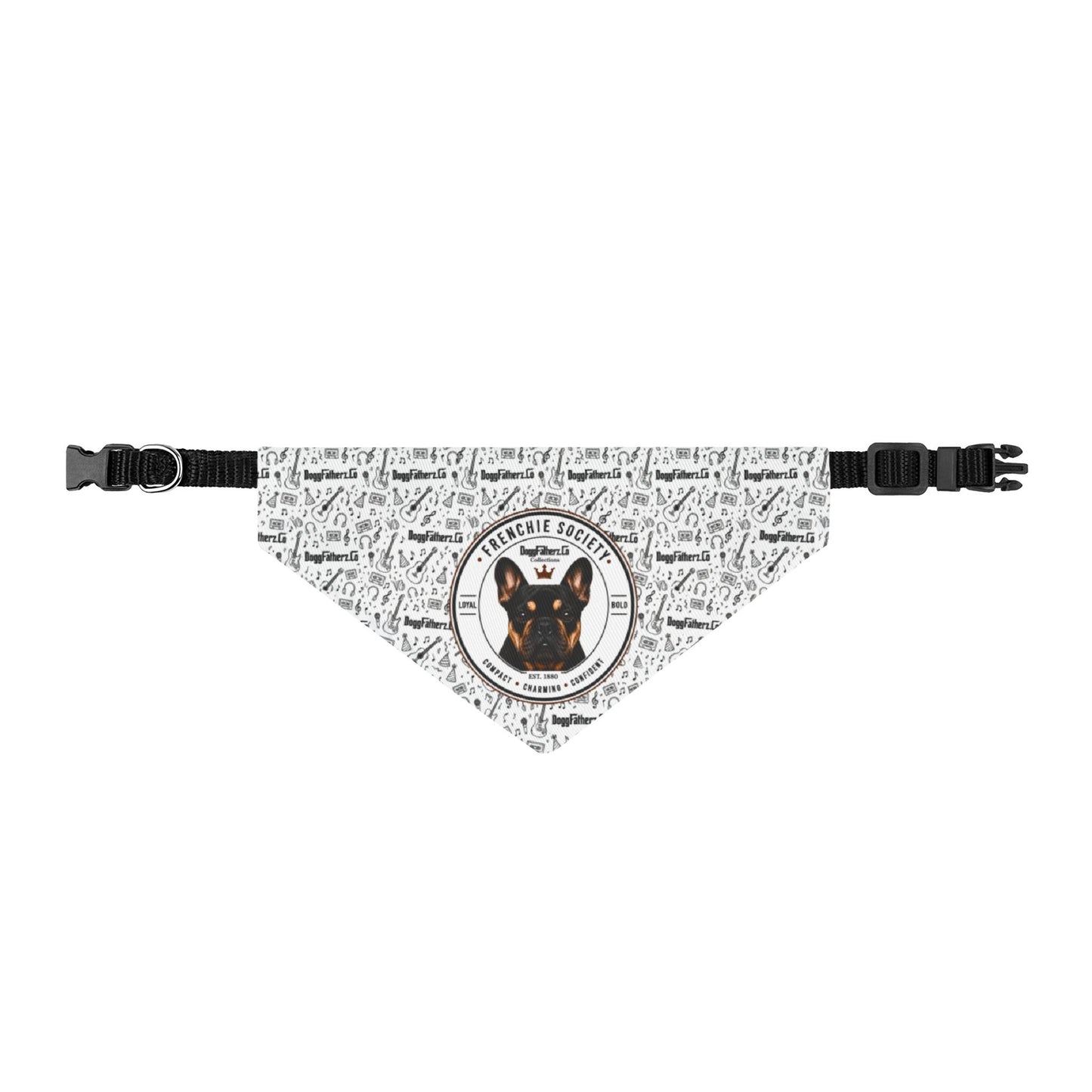 Frenchie Society Music Lover Clip-On Pet Bandana