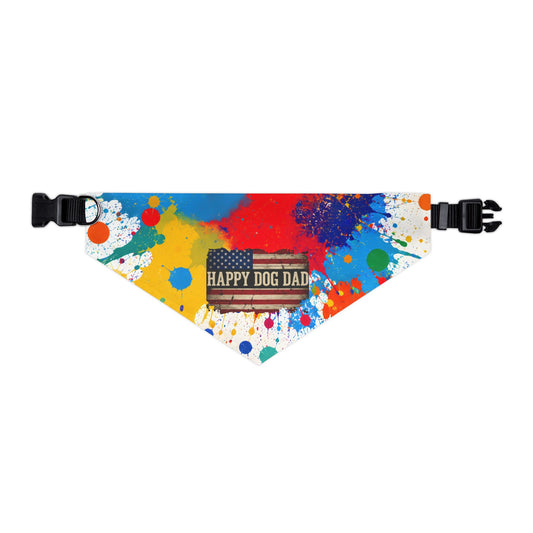 Happy Dog Dad Paint Splash Pet Bandana Collar XL