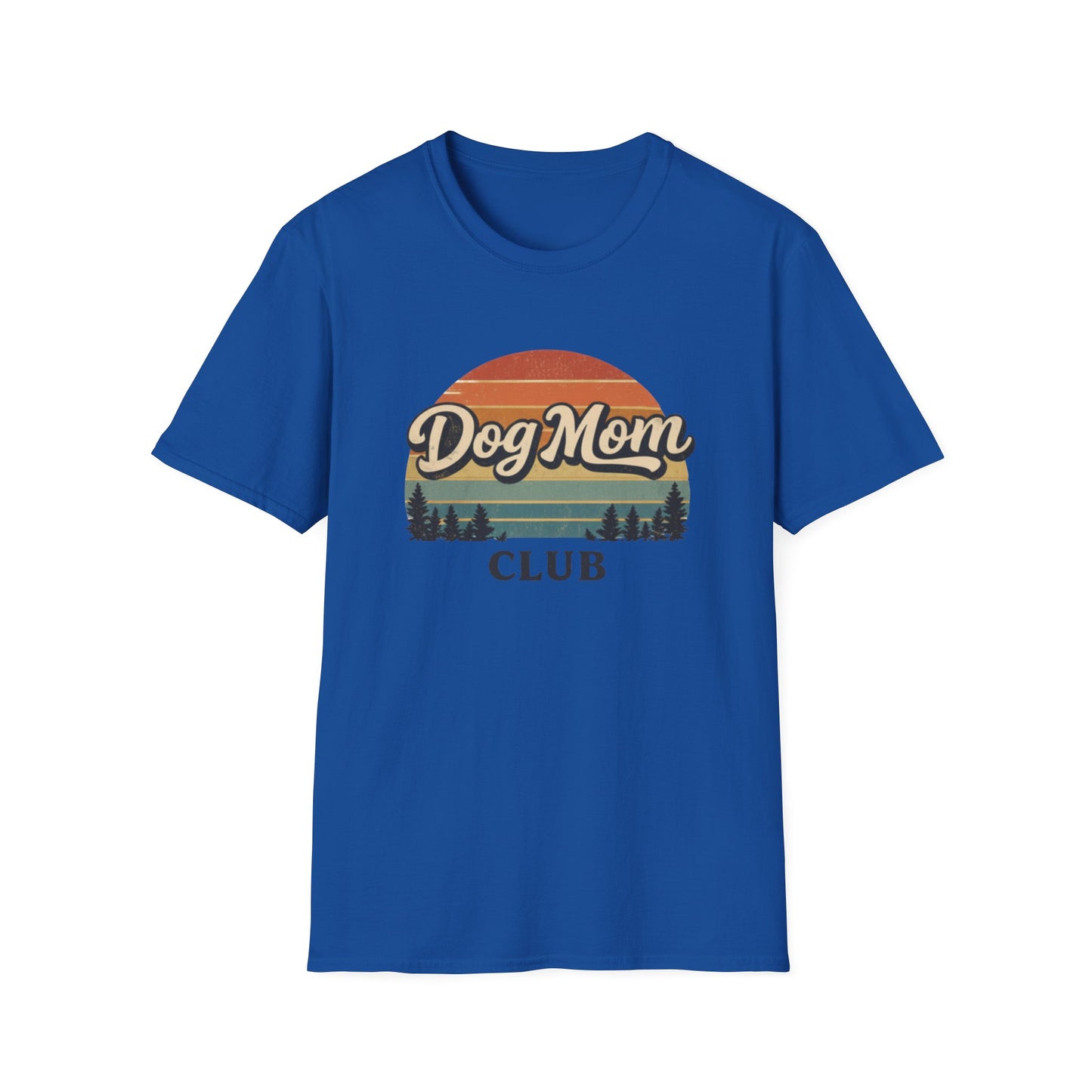 Dog Mom Club T-Shirt, Retro Sunset Graphic Tee for Dog Lovers