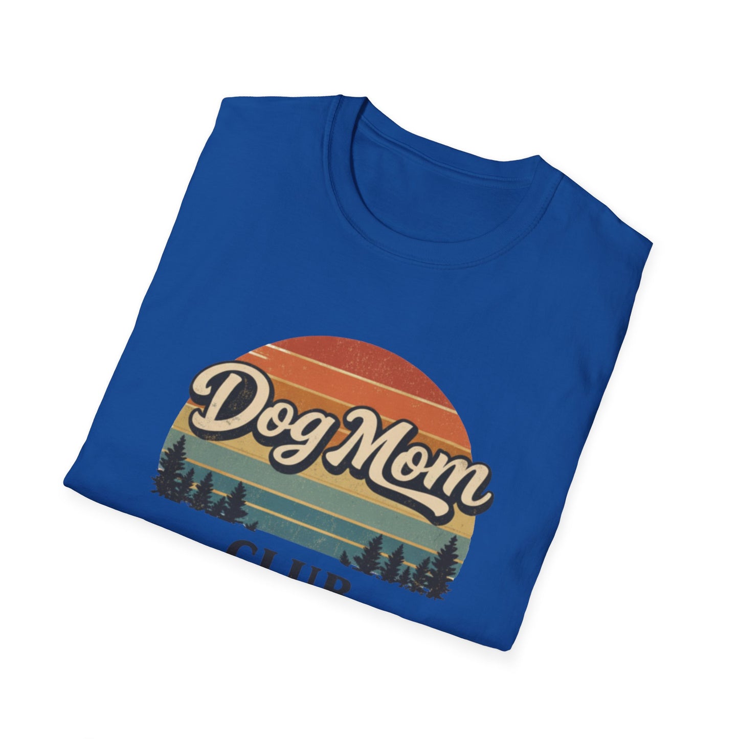 Dog Mom Club T-Shirt, Retro Sunset Graphic Tee for Dog Lovers