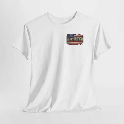 Happy Dog Dad T-Shirt – American Flag Rustic Pet Dad Tee