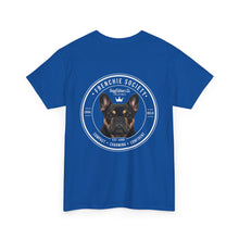 Frenchie Society T-Shirt — Blue & Orange Dog Lover Tee