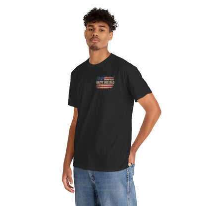 Happy Dog Dad T-Shirt – American Flag Rustic Pet Dad Tee