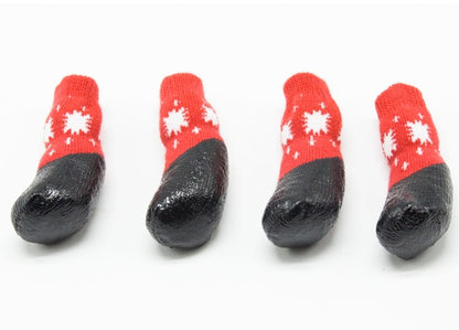 Pet waterproof red black warm socks