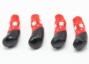 Pet waterproof red black warm socks