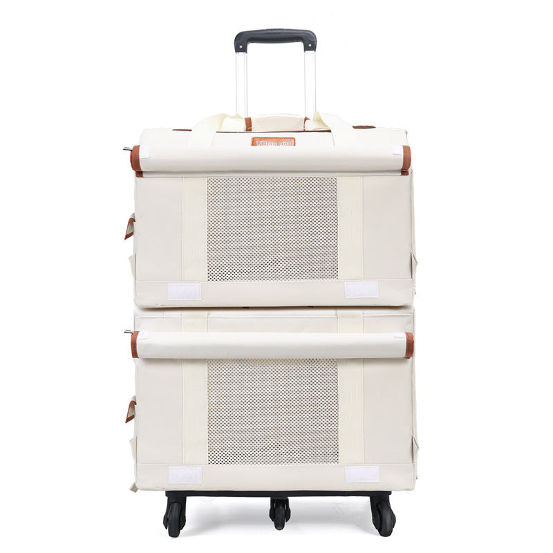 Portable Pet Trolley Double-deck Bag