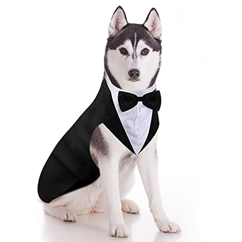 Weewooday Dog Tuxedo & Bandana Set – Formal Pet Suit, XL (Cute Style)
