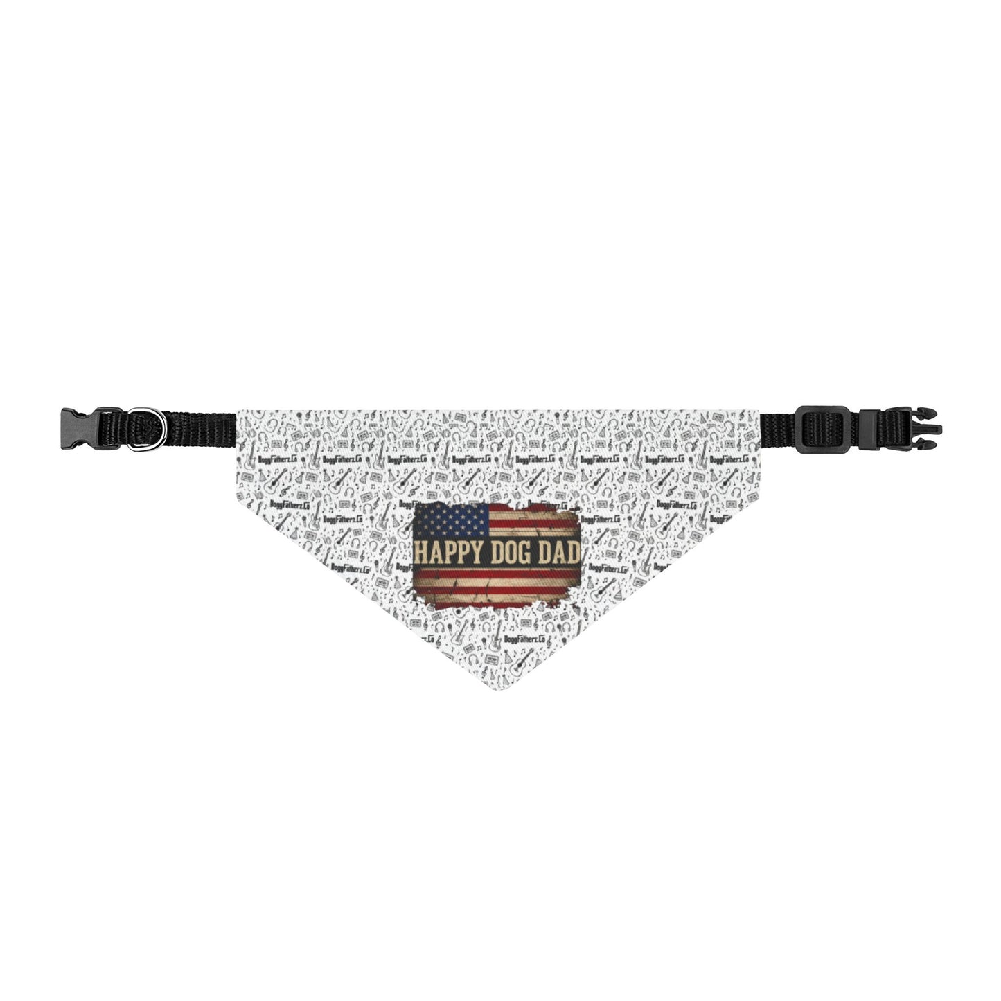 Happy Dog Dad Music Lover Clip-On Pet Bandana