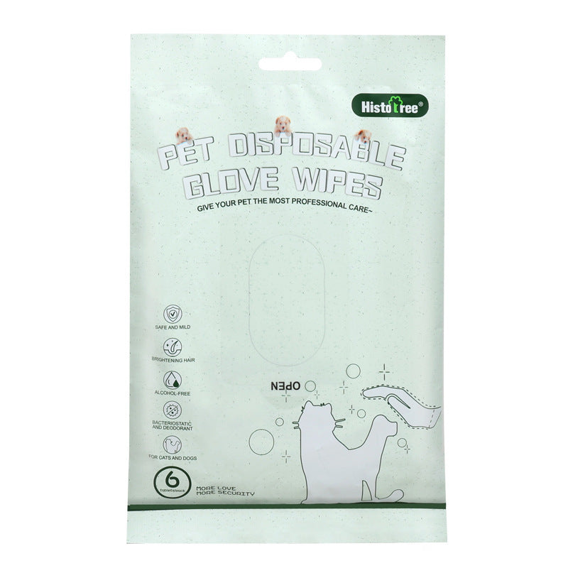 Premium Quality Disposable Cleaning Pet Glove Wipes - 6PCS Gentle Grooming Solution
