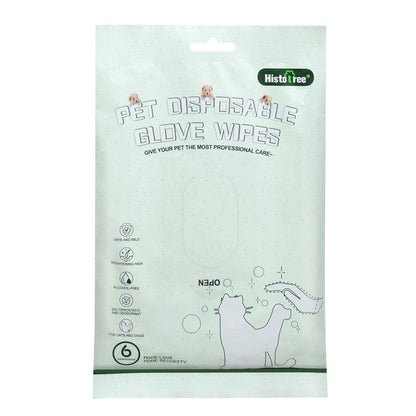 Premium Quality Disposable Cleaning Pet Glove Wipes - 6PCS Gentle Grooming Solution