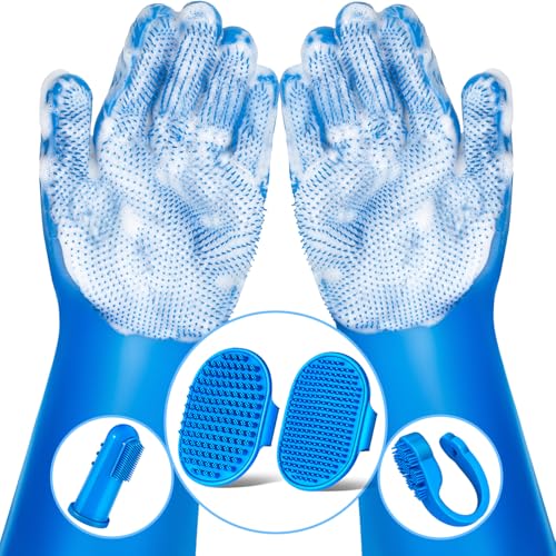Premium Quality 6PCS Pet Grooming Kit with Pet Gloves for Grooming Dogs, Cats and Horses