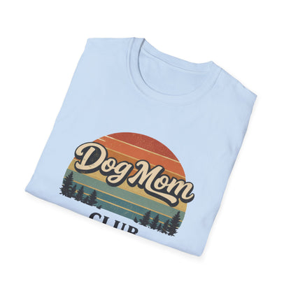 Dog Mom Club T-Shirt, Retro Sunset Graphic Tee for Dog Lovers