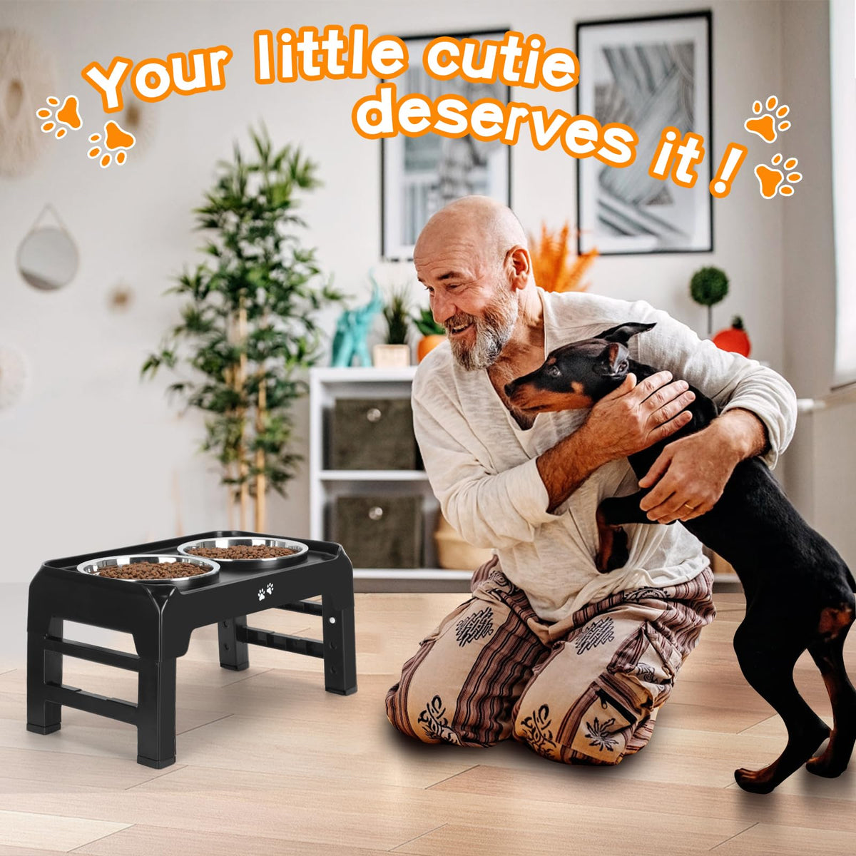Elevated Dog Bowls with Adjustable Stand