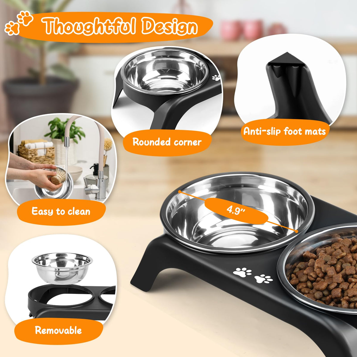 Elevated Dog Bowls with Adjustable Stand