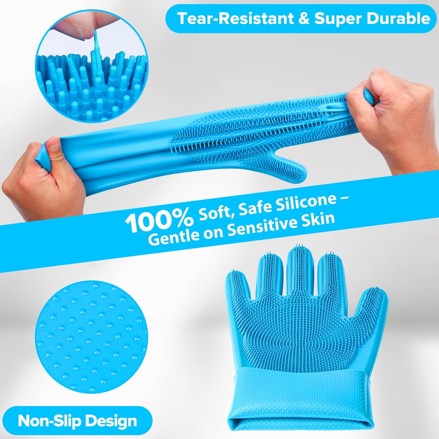 Premium Quality 6PCS Pet Grooming Kit with Pet Gloves for Grooming Dogs, Cats and Horses