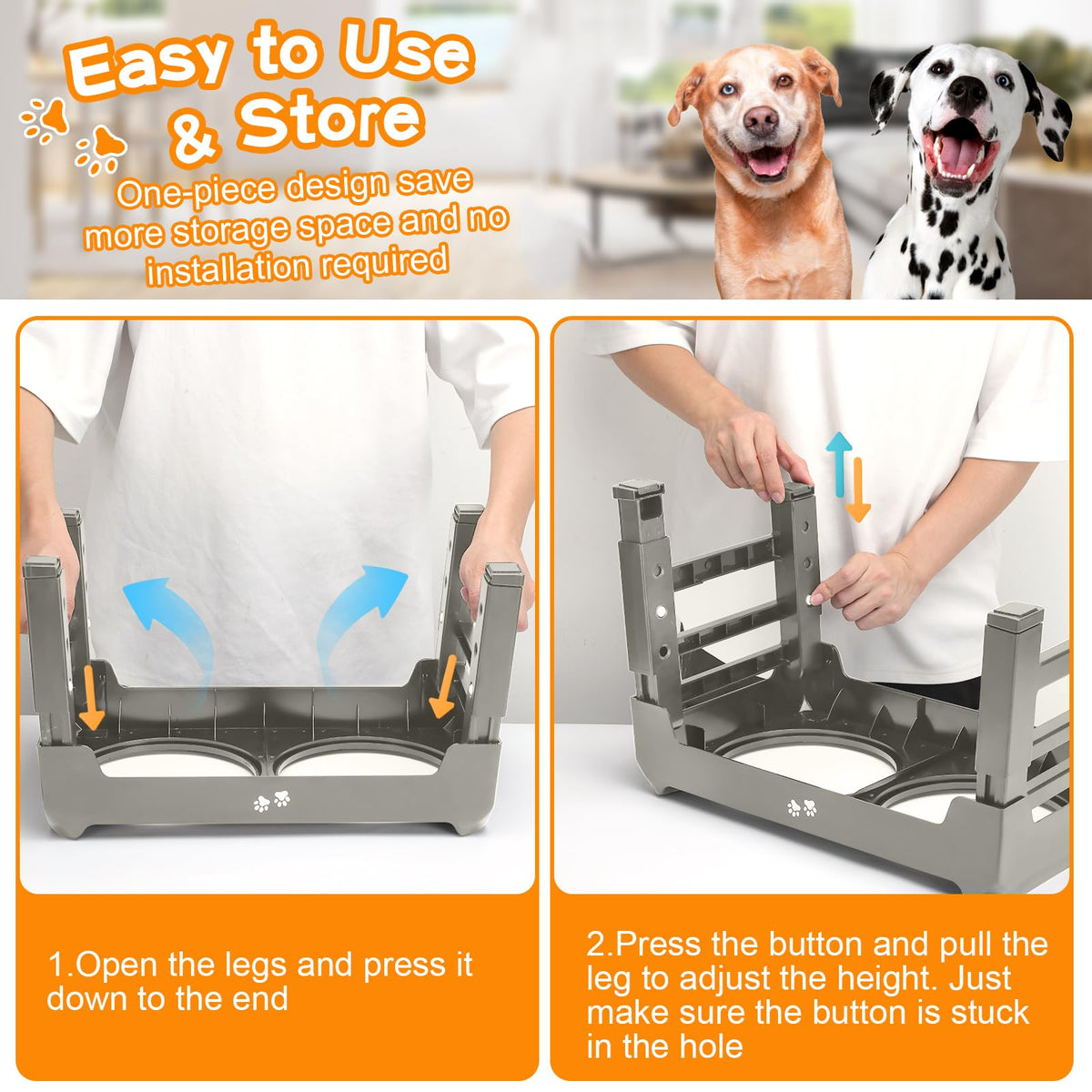 Elevated Dog Bowls with Adjustable Stand