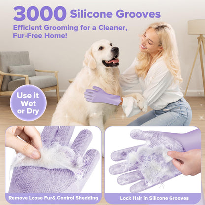 Premium Quality 6PCS Pet Grooming Kit with Pet Gloves for Grooming Dogs, Cats and Horses