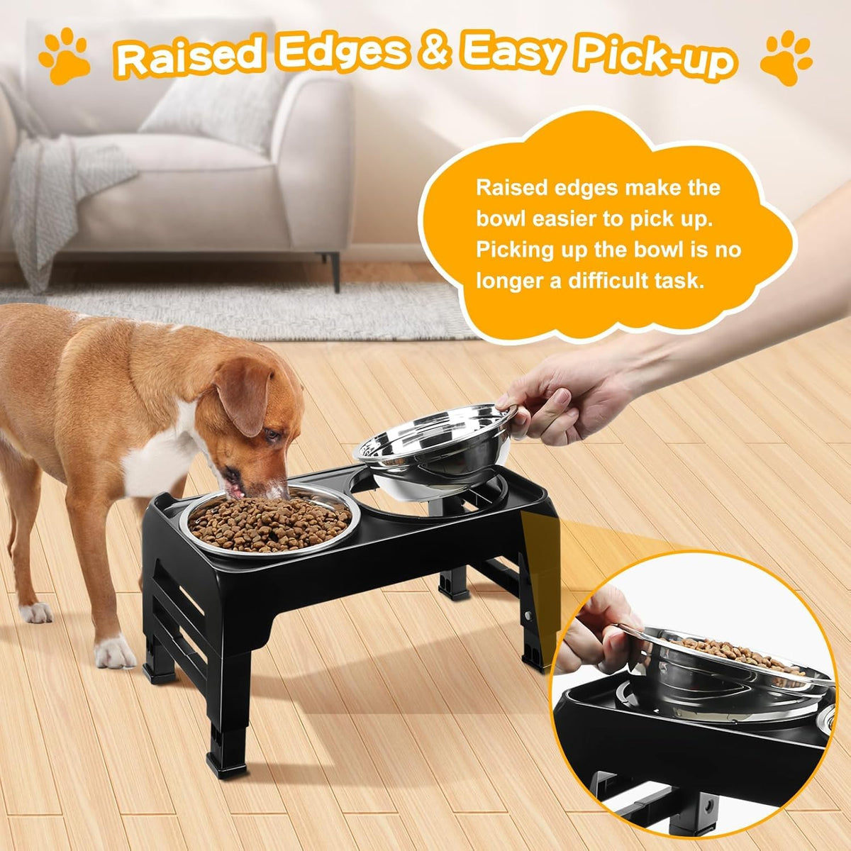 Elevated Dog Bowls with Adjustable Stand