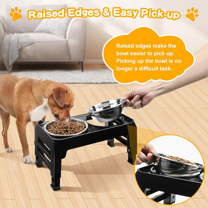 Elevated Dog Bowls with Adjustable Stand