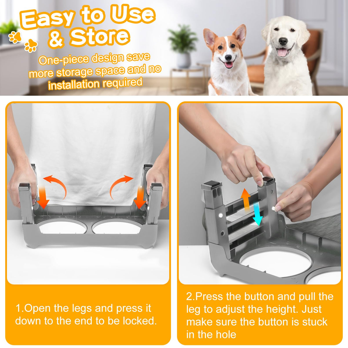 Elevated Dog Bowls with Adjustable Stand