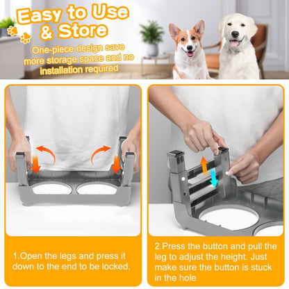 Elevated Dog Bowls with Adjustable Stand