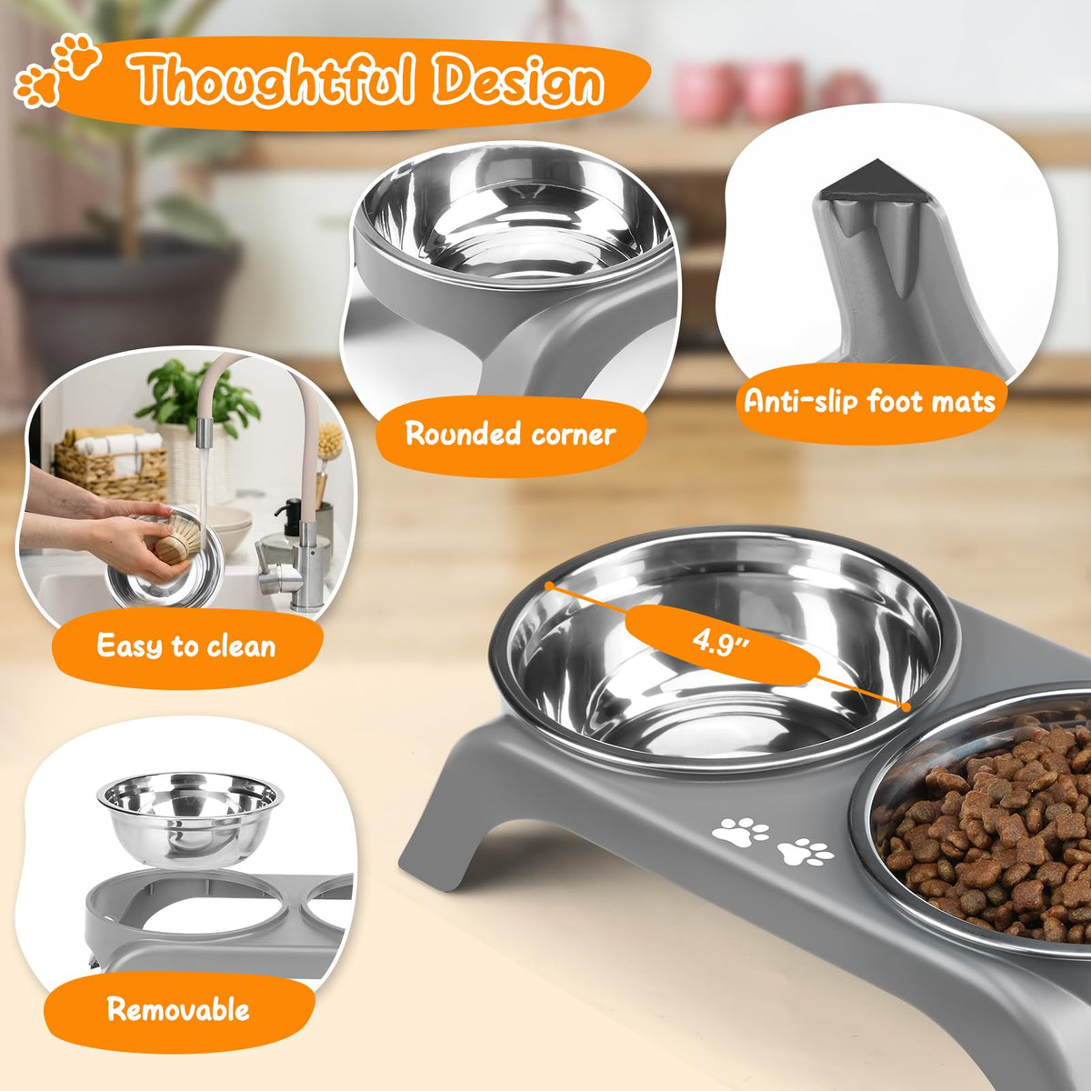 Elevated Dog Bowls with Adjustable Stand