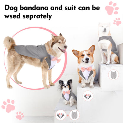 Top Quality Formal Dog Tuxedo Outfit for Weddings with Bandana