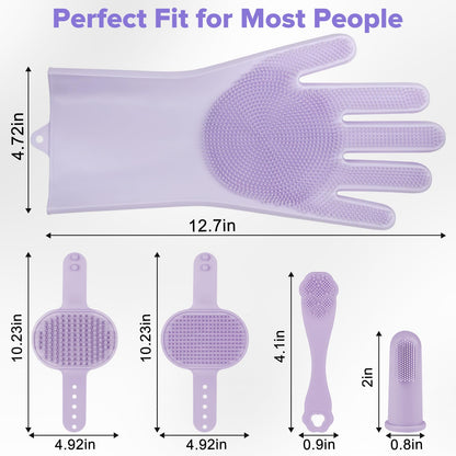Premium Quality 6PCS Pet Grooming Kit with Pet Gloves for Grooming Dogs, Cats and Horses