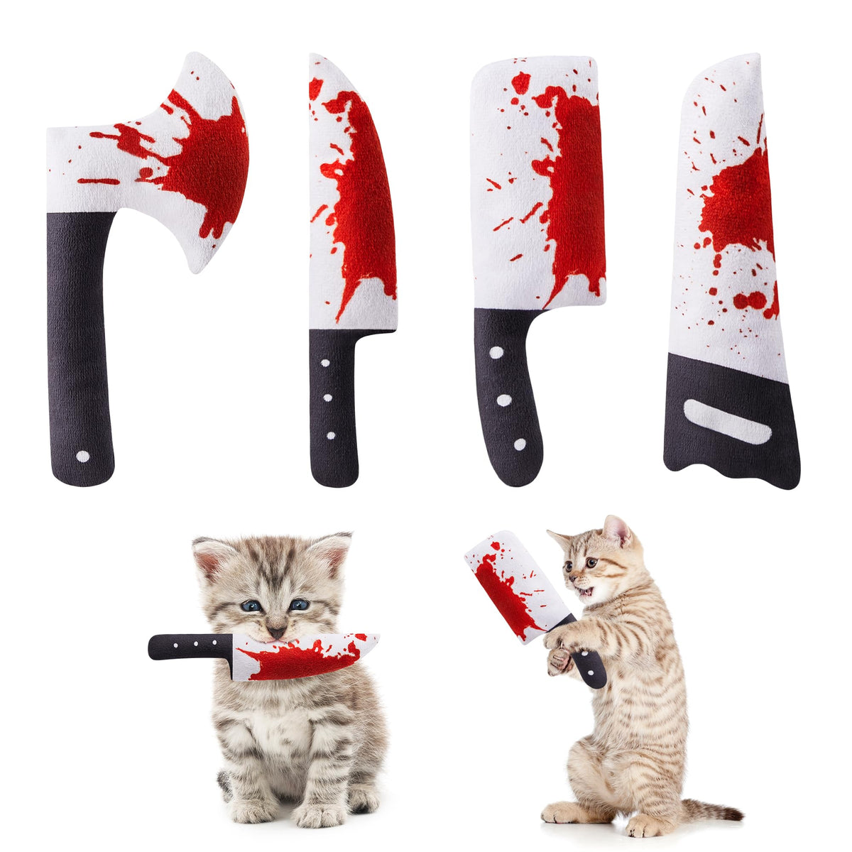 Horror Knife-Shaped Kitten Catnip Crinkly Sound Toys