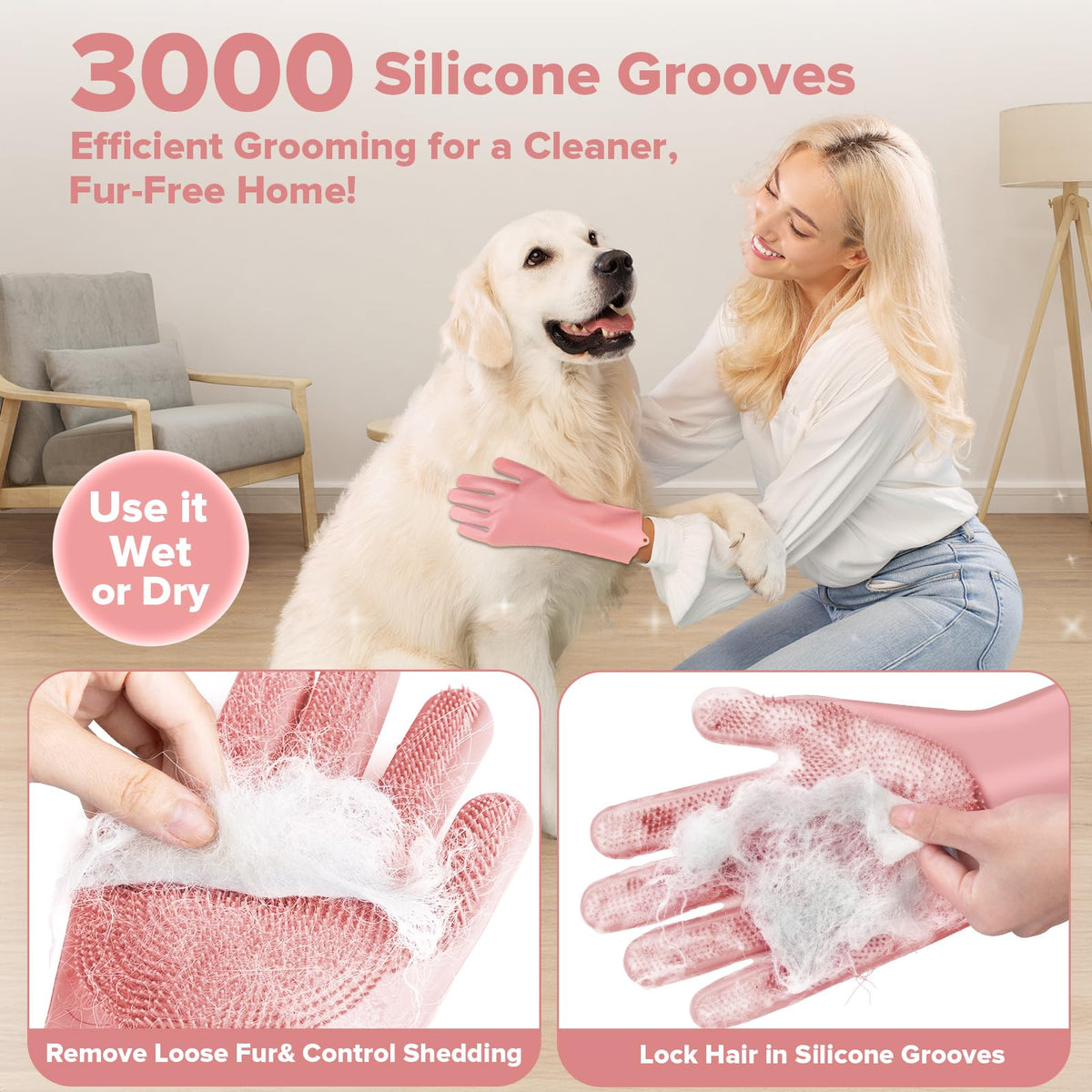 Premium Quality 6PCS Pet Grooming Kit with Pet Gloves for Grooming Dogs, Cats and Horses