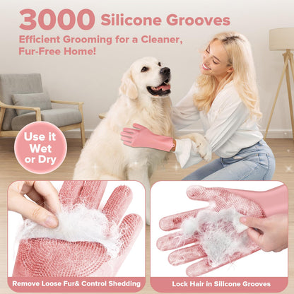Premium Quality 6PCS Pet Grooming Kit with Pet Gloves for Grooming Dogs, Cats and Horses