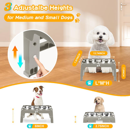 Elevated Dog Bowls with Adjustable Stand