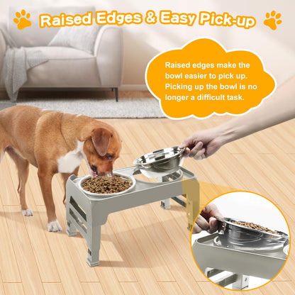Elevated Dog Bowls with Adjustable Stand