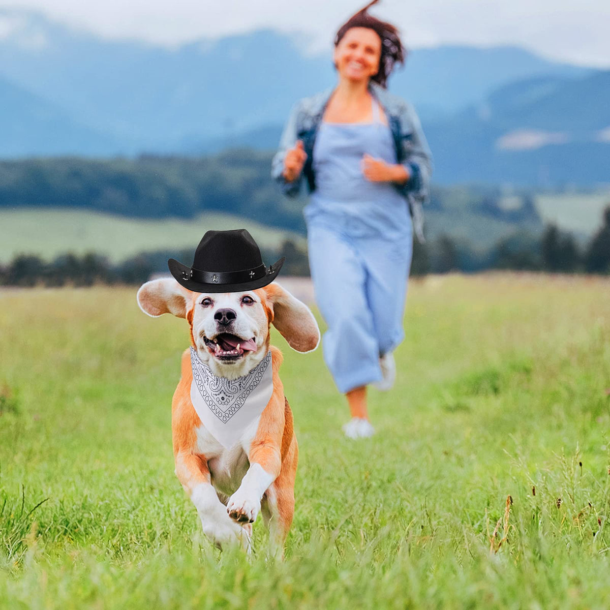 Durable and Lightweight Printed Head Bandana Cowboy Outfit for Dogs