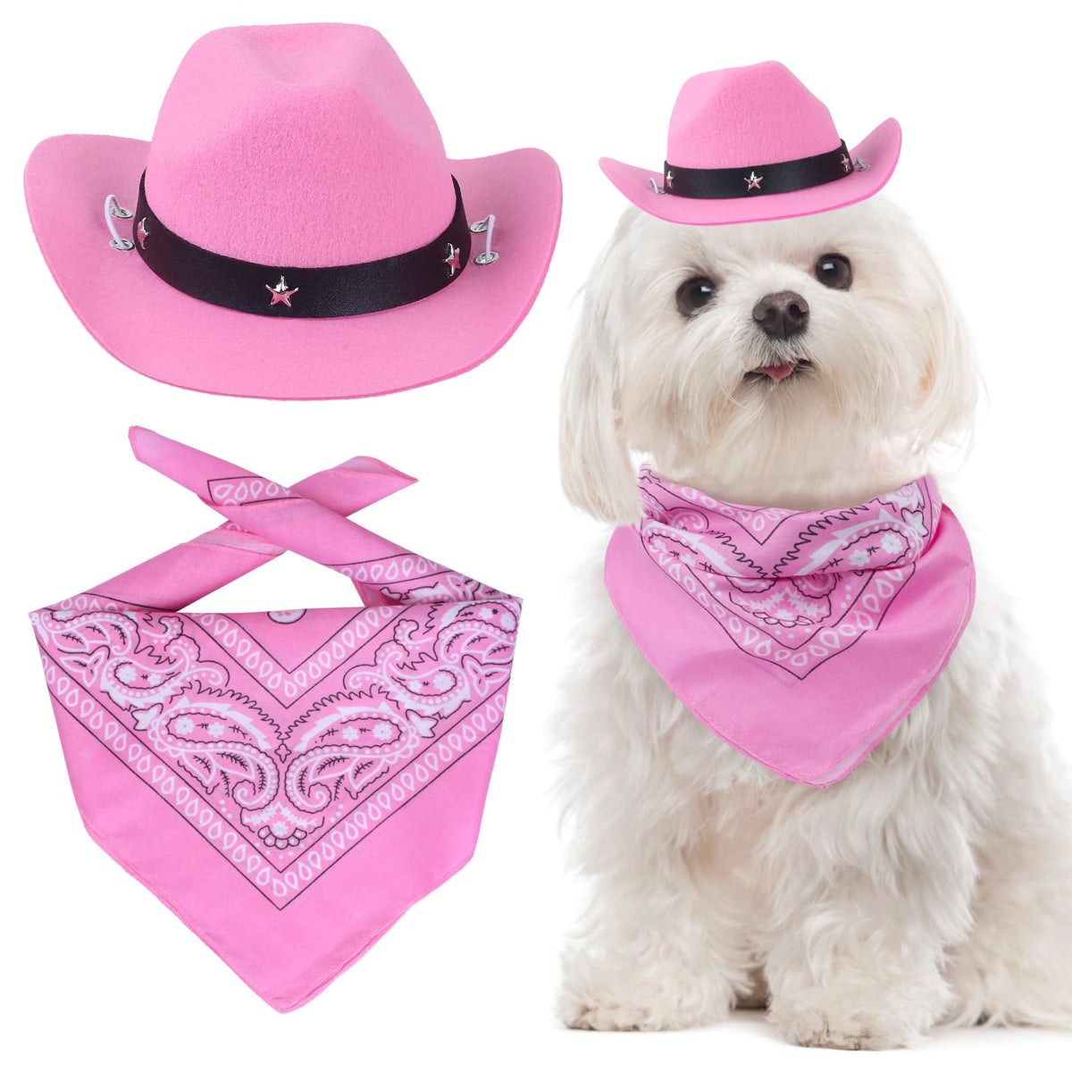 Durable and Lightweight Printed Head Bandana Cowboy Outfit for Dogs